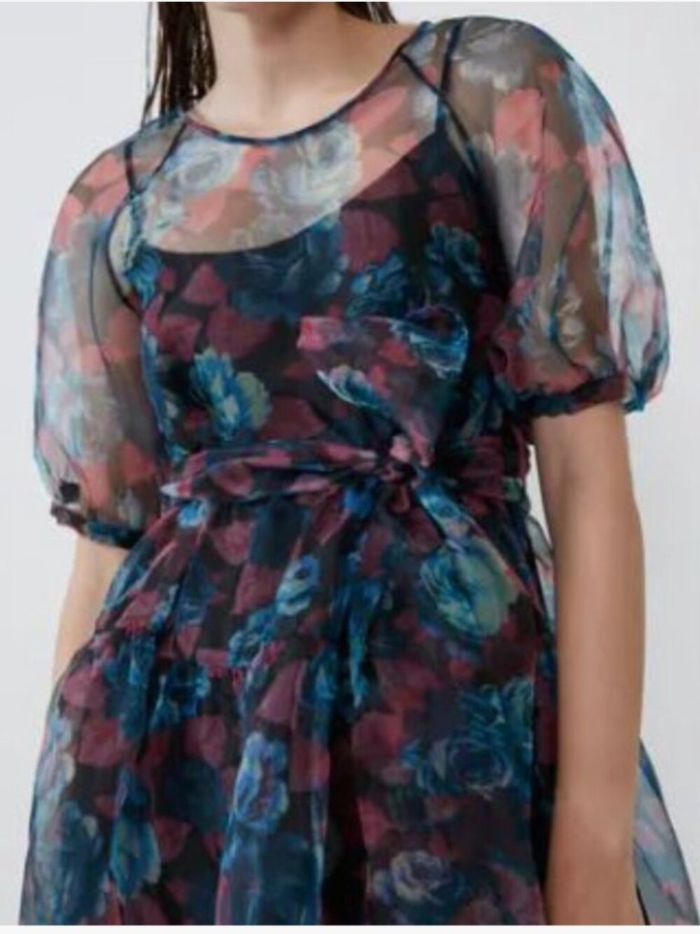 Zara Floral Transparent Dress XS NWT